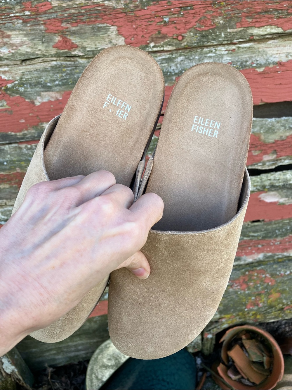 Eileen Fisher Bios Ecru Tan Suede Slip-On Mule Clogs 8 - Picture 8 of 15